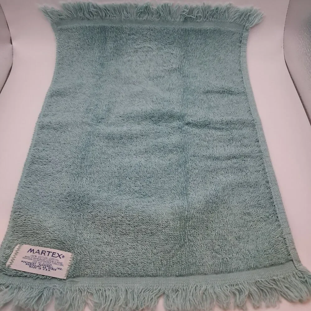Martex Westpoint Pepperell USA Aqua Hand Towels (3) Butterfly Applique Fringes